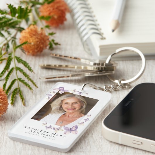 バタフライフォトメモリアル祈りの言葉 キーホルダー (正面右)