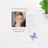 バタフライフォト葬儀メモリアル祈りの言葉カード (デスク)