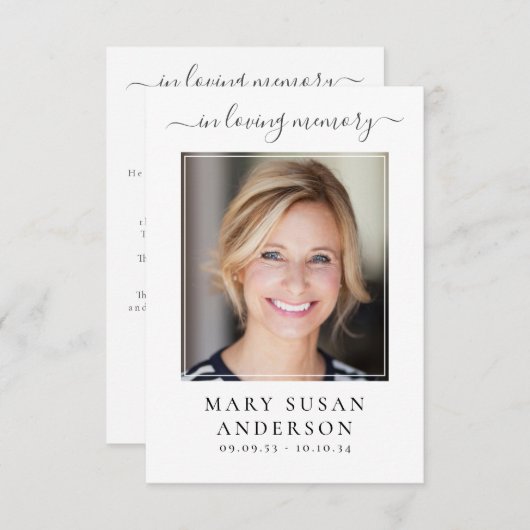 バタフライフォト葬儀メモリアル祈りの言葉カード ノートカード (正面/裏面)