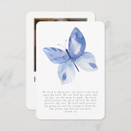 バタフライフォト葬儀祈りの言葉カード サンキューカード (正面/裏面)