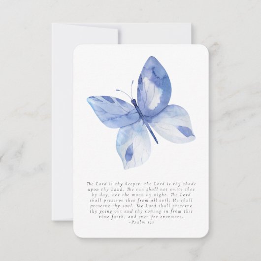 バタフライフォト葬儀祈りの言葉カード サンキューカード (正面)