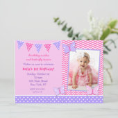 バタフライフォト誕生日招待状 招待状 (スタンド正面)