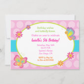 バタフライフォト誕生日招待状 招待状 (正面)