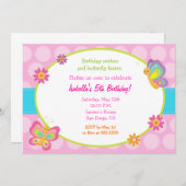 バタフライフォト誕生日招待状 招待状 (正面/裏面)