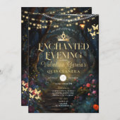 バタフライフォレストキンセアニラ15アノスフラワーズ金ゴールド 招待状 (正面/裏面)