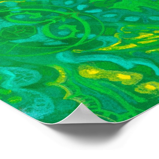 バタフライフォレストボヘミアンアラベスクマンダラグリーン ポスター (角)