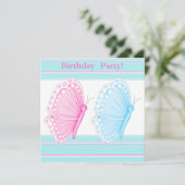 バタフライフラッター誕生日パーティーへの招待 招待状 (スタンド正面)