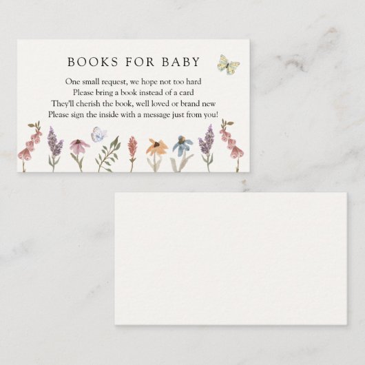 バタフライフラワーガーデンブックベビーリクエスト エンクロージャーカード (正面/裏面)