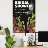 バタフライフラワーガーデンブライダルウェルカムサイン ポスター (ホームオフィス)