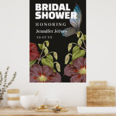 バタフライフラワーガーデンブライダルウェルカムサイン ポスター (キッチン)