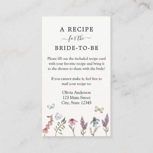 バタフライフラワーガーデンブライダルレシピ依頼 エンクロージャーカード (正面)