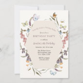 バタフライフラワーガーデン誕生日招待状 招待状 (正面)