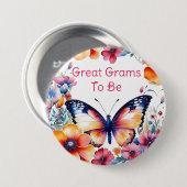 バタフライフラワーガールの赤ちゃんシャワーグラムTo Be 缶バッジ (正面&裏面)