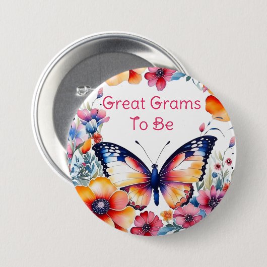 バタフライフラワーガールの赤ちゃんシャワーグラムTo Be 缶バッジ (正面&裏面)