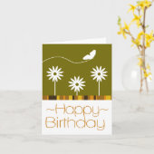 バタフライフラワーズハッピーバースデーカード カード (黄色い花)