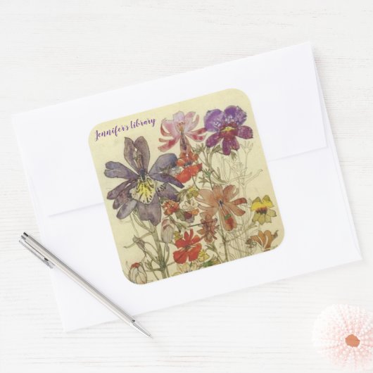 バタフライフラワーズバイチャールズマッキントッシュ スクエアシール (封筒)