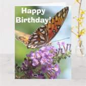 バタフライフラワーズ誕生日ビッググリーティングカード カード (黄色い花)
