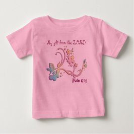 バタフライフラワーツチュボディスーツ ベビーTシャツ