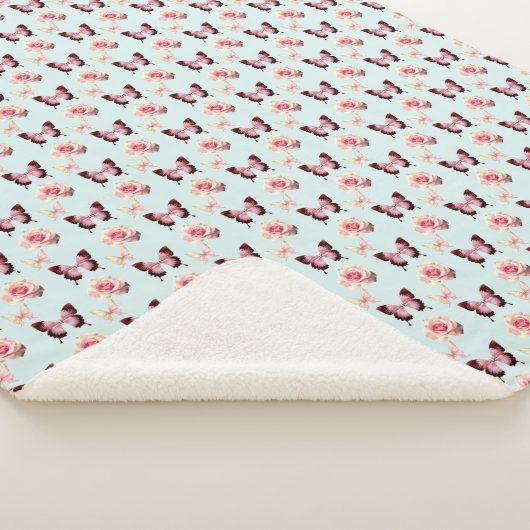 バタフライフラワーデザイン シェルパブランケット (3/4)