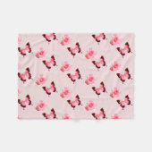 バタフライフラワーデザイン フリースブランケット (正面(横))