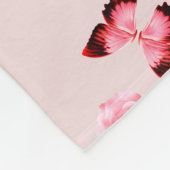 バタフライフラワーデザイン フリースブランケット (角)