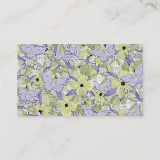 バタフライフラワーベビーシャワーおむつラッフルチケット 名刺 (裏面)