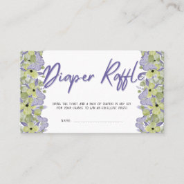 バタフライフラワーベビーシャワーおむつラッフルチケット 名刺