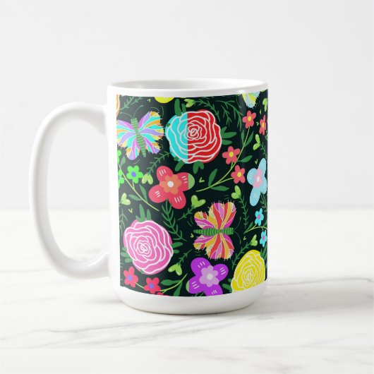 バタフライフラワーレインボー コーヒーマグカップ (左)