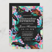 バタフライフラワー離れズウォーターカラーキンセアニラ 招待状 (正面/裏面)