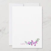 バタフライフレームフォト誕生日 招待状 (裏面)