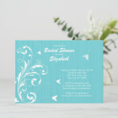 バタフライフロッシュブライダルシャワー招待状ターコイズ 招待状 (スタンド正面)