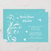 バタフライフロッシュブライダルシャワー招待状ターコイズ 招待状 (正面/裏面)