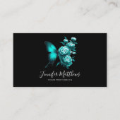 バタフライフローラエレガントスクリプトブラック 名刺 (正面)