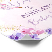 バタフライフローラガーデンガールベビーシャワーウェルカム ポスター (角)