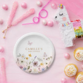 バタフライフローラガーデンベビーシャワー ペーパープレート (パーティー)