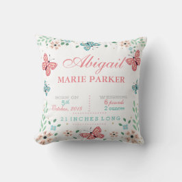 バタフライフローラガーデンベビー統計ピロー クッション