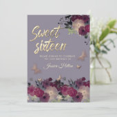 バタフライフローラガーデン薄紫sweet sixteen 招待状 (スタンド正面)