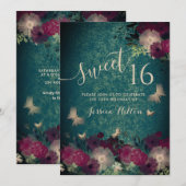 バタフライフローラガーデンsweet sixteenグリーンインビタ 招待状 (正面/裏面)