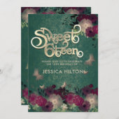 バタフライフローラガーデンsweet sixteenグリーン 招待状 (正面/裏面)