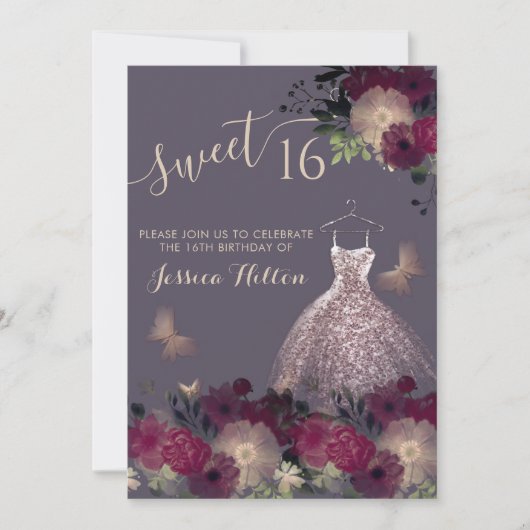 バタフライフローラガーデンsweet sixteen招待 招待状 (正面)