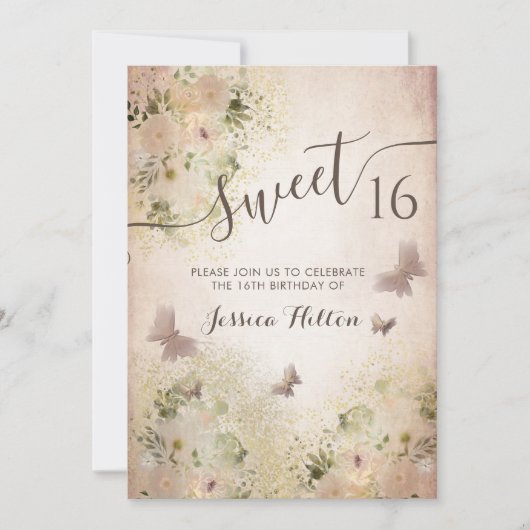 バタフライフローラガーデンsweet sixteen招待 招待状 (正面)