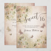 バタフライフローラガーデンsweet sixteen招待 招待状 (正面/裏面)