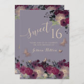 バタフライフローラガーデンsweet sixteen招待 招待状 (正面/裏面)