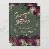 バタフライフローラガーデンsweet sixteen 招待状 (正面/裏面)