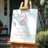 バタフライフローラガールバースデーパーティー歓迎サイン ポスター