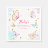 バタフライフローラガールバースデーパーティー スタンダードカクテルナプキン (正面)