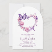 バタフライフローラガールベビーシャワー招待状 招待状 (正面)