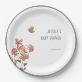 バタフライフローラガールベビーシャワー ペーパープレート (正面)