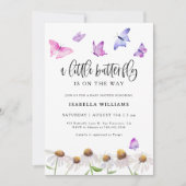 バタフライフローラガールベビーシャワー 招待状 (正面)