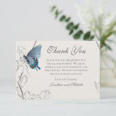 バタフライフローラジオメトリックダスティベージュ結婚ズ サンキューカード (スタンド正面)